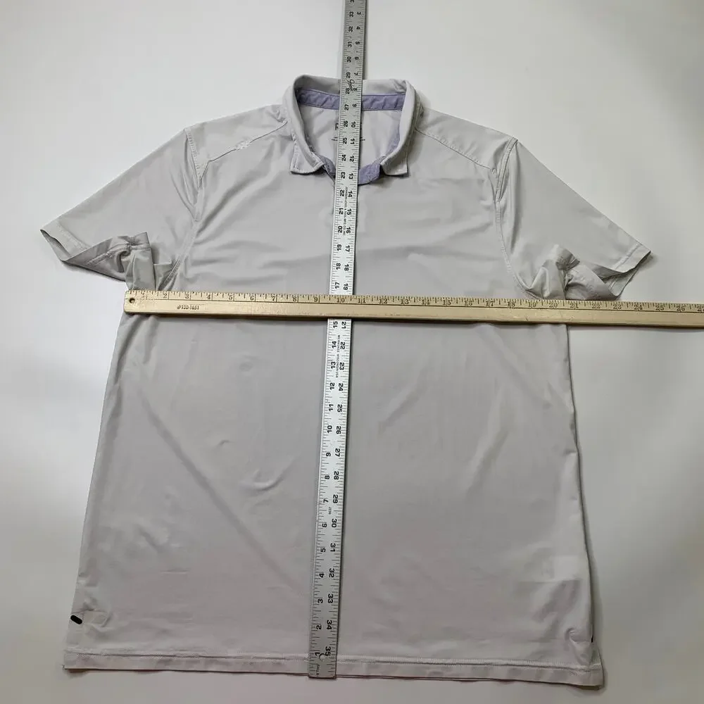 Rhone Shirt Men L Large Light Gray Delta Pique Polo Lightweight Mesh Active Polo
